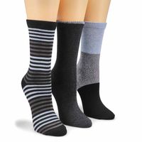 Womens Soft & Dreamy Crew Sock 3 Pack - Black/Multi