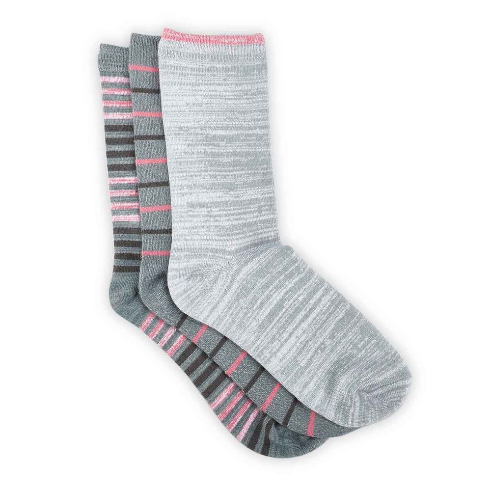 Womens Soft & Dreamy Crew Sock 3 Pack - Grey/Multi