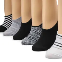 Womens Feed Stripe Sports Liner 6 Pack - Black/Assorted