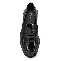 Womens Lara Tailored Penny Loafer - Black Patent