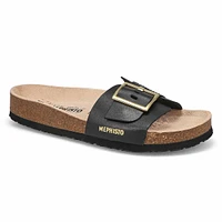 Womens Mabel Footbed Strappy Slide Sandal - Black