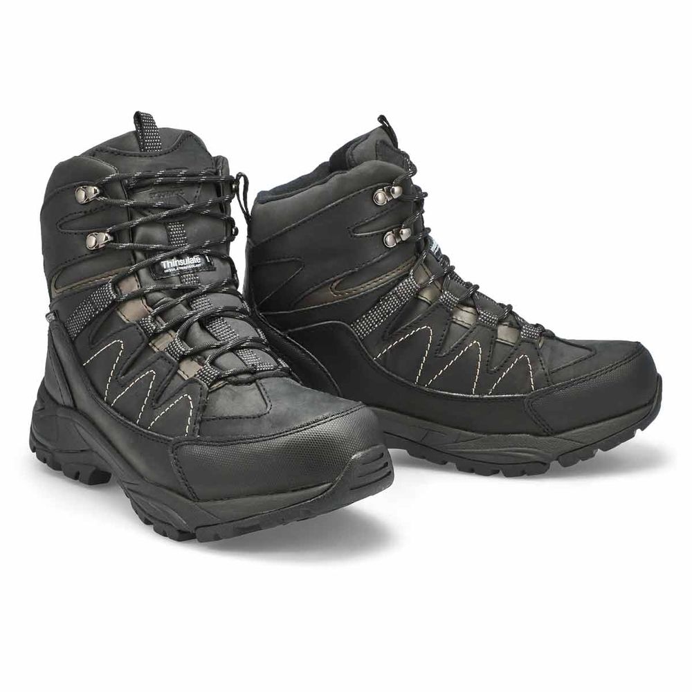 Mens Miles Waterproof Lace Up Winter Boot - Black