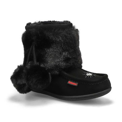 Girls Minimuk3 Jr Faux Fur SoftMocs - Black