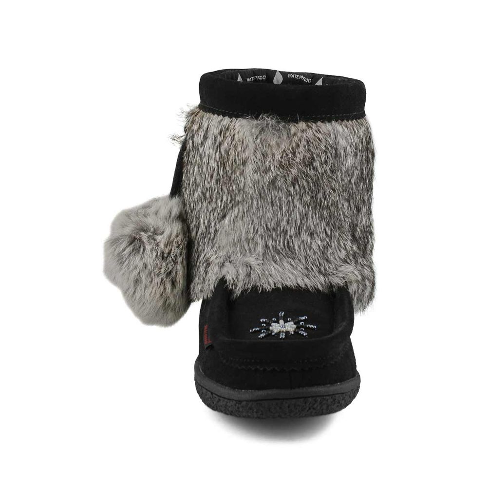 Womens Minimuk Pom 2 Waterproof SoftMocs - Black/Grey