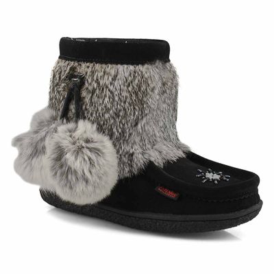 Womens Minimuk Pom 2 Waterproof SoftMocs - Black/Grey