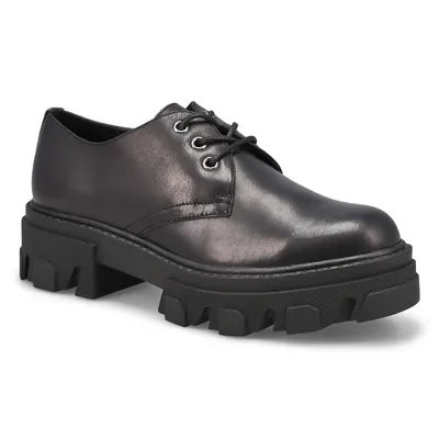 Womens Molly Leather Platform Casual Shoe - Black