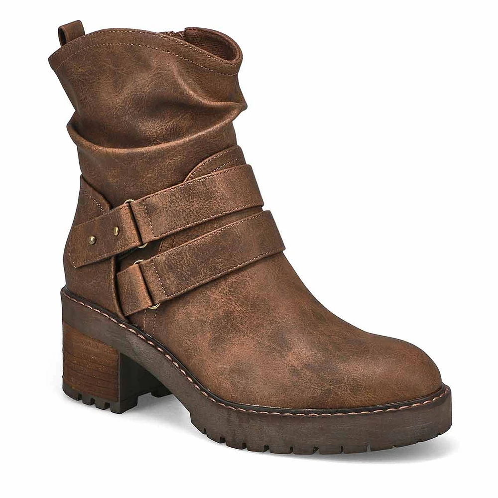 Womens  Nikki Block Heel Casual Boot - Dark Brown