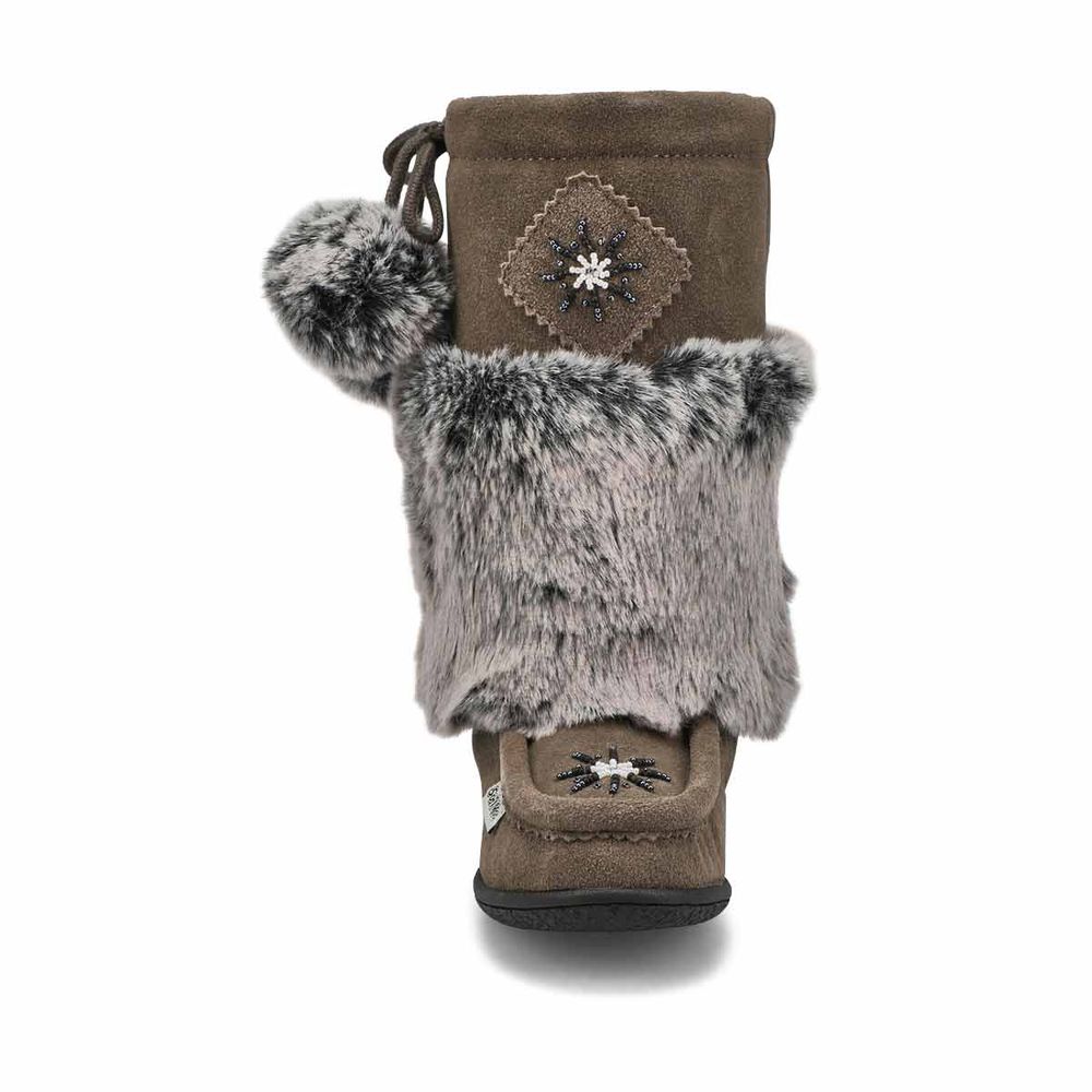 Girls Niska 6 Jr Faux Rabbit Fur SoftMocs - Grey