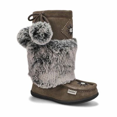 Girls Niska 6 Jr Faux Rabbit Fur SoftMocs - Grey