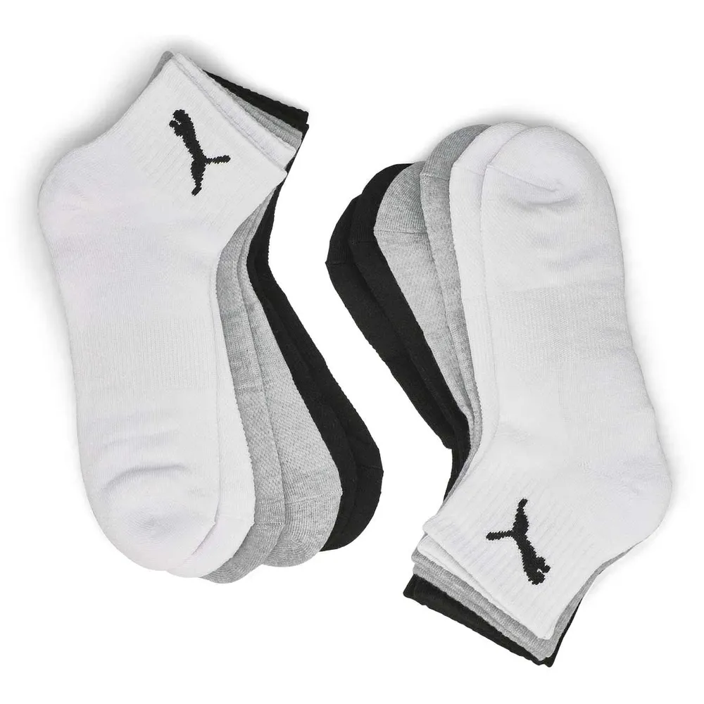 Mens Core Basics Quarter Crew Sock 6 Pack - White/Black/Grey