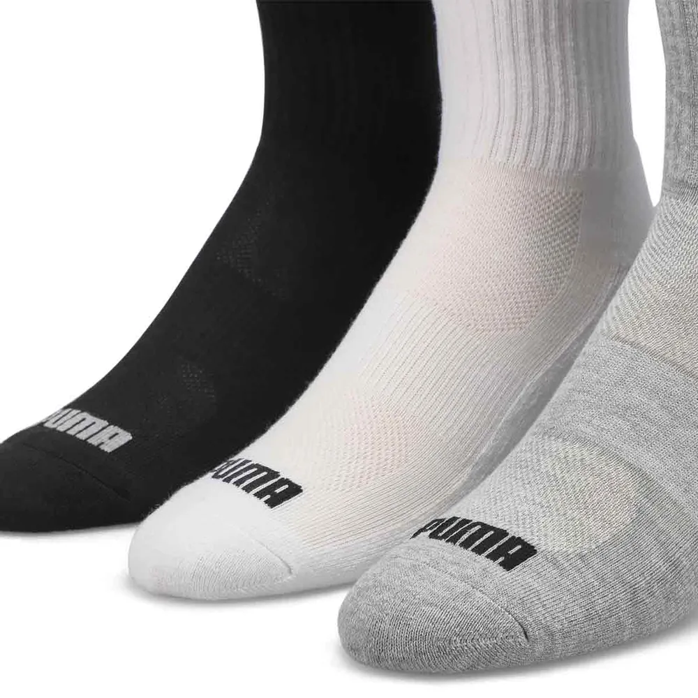 Mens Core Basics Crew Sock 6 Pack - White/Black/Grey