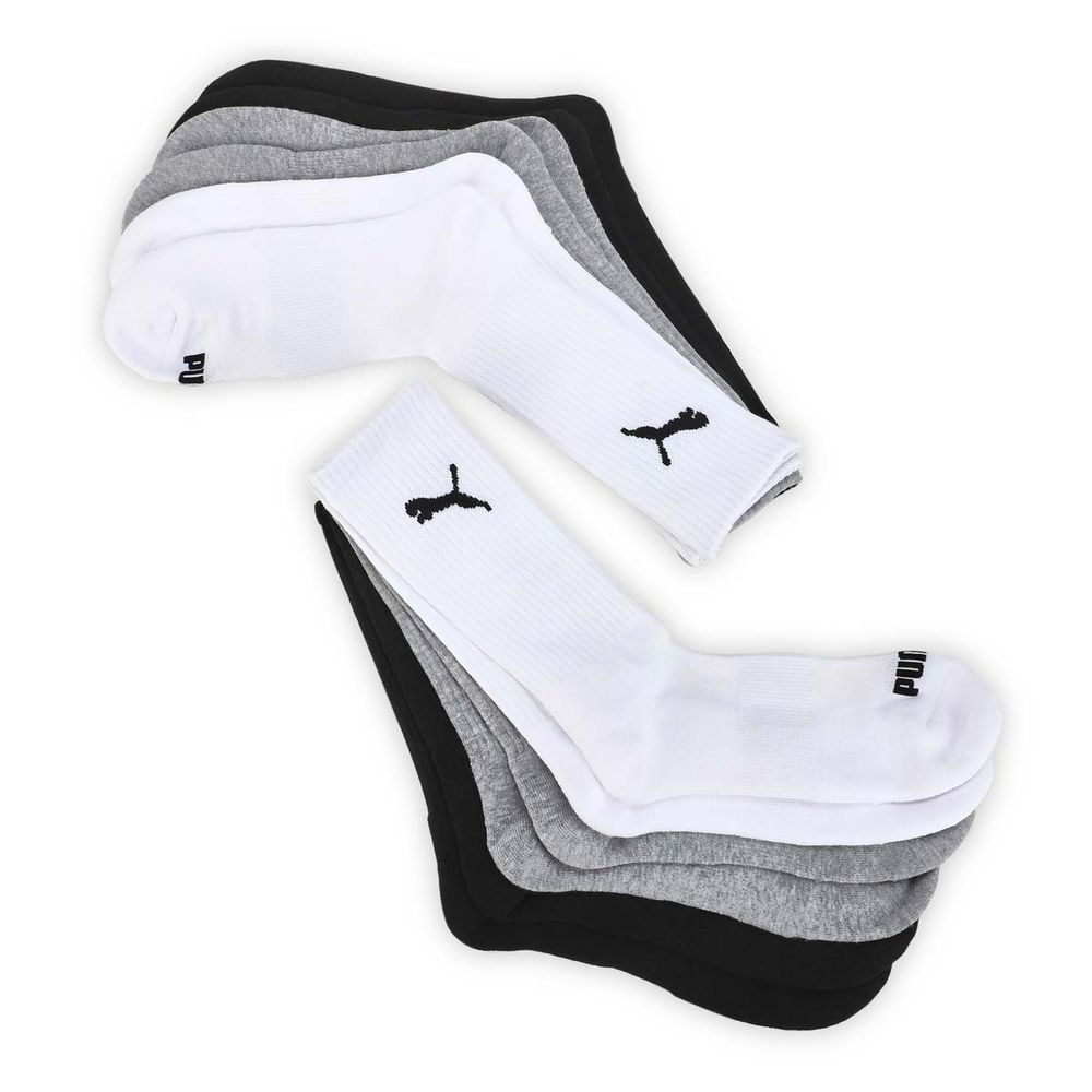 Mens Core Basics Crew Sock 6 Pack - White/Black/Grey