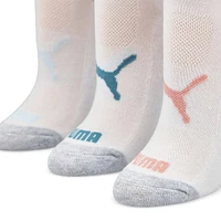 Womens Half Terry No Show Sportstyle Training Sock 6 Pack - White/Light Blue