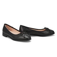 Womens Paislee Leather Ballerina Flat - Black