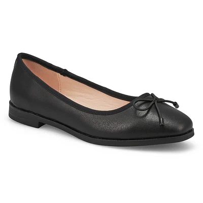 Womens Paislee Leather Ballerina Flat - Black