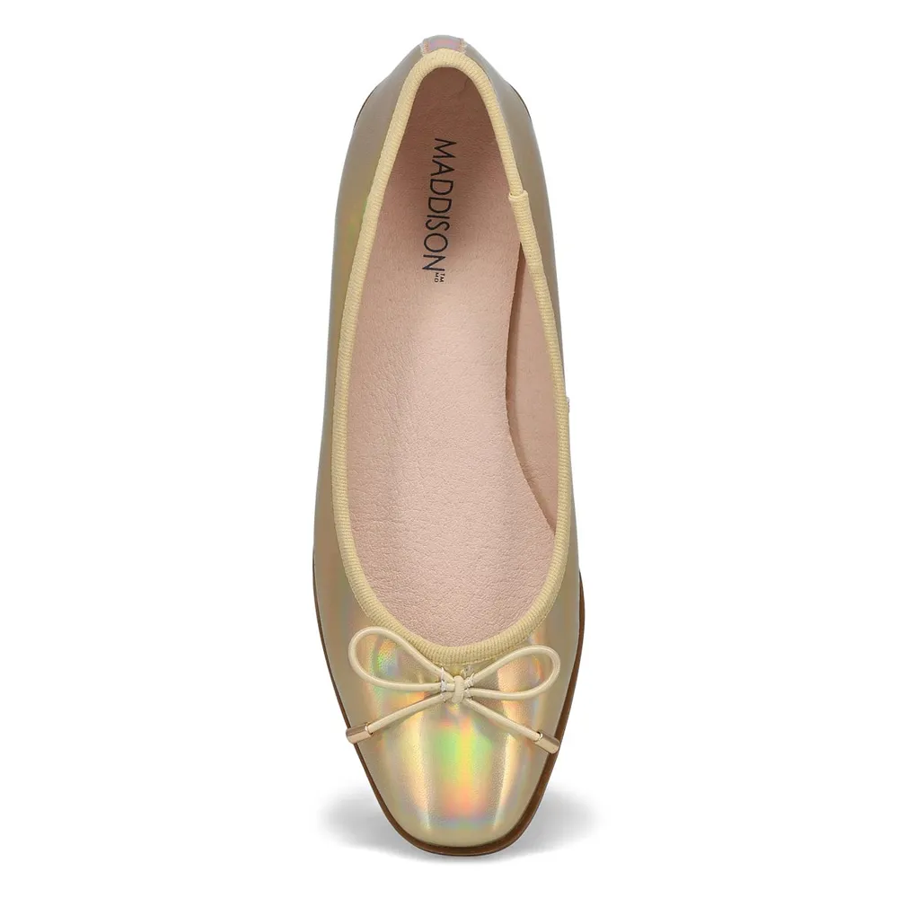 Womens Paislee-M Leather Ballerina Flat - Gold