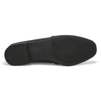 Womens Peyton Leather Slip On Flat - Black