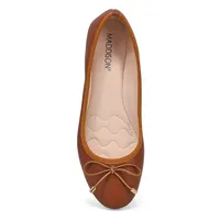 Womens Priscilla Leather Ballerina Flat - Brown