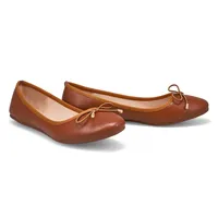 Womens Priscilla Leather Ballerina Flat - Brown