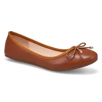 Womens Priscilla Leather Ballerina Flat - Brown