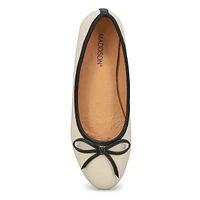 Womens Priscilla Leather Ballerina Flat - Egret