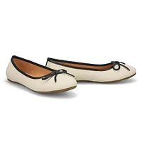 Womens Priscilla Leather Ballerina Flat - Egret