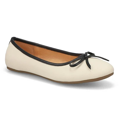 Womens Priscilla Leather Ballerina Flat - Egret