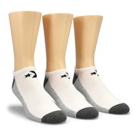 Mens Half Cushion No Show Sock 3 Pack - White/Grey