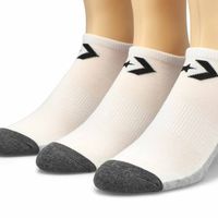 Mens Half Cushion No Show Sock 3 Pack - White/Grey