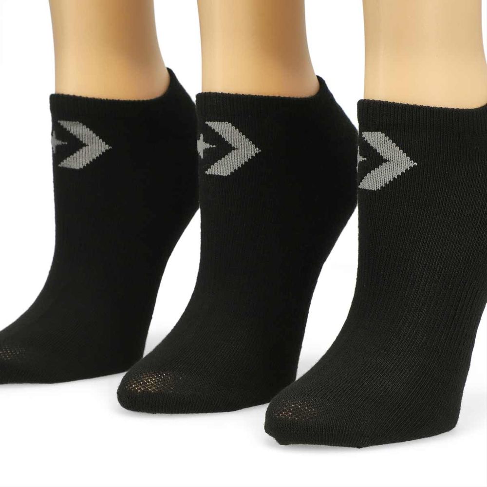 Womens Half Cushion No Show Sock 3 Pack - Black/Grey