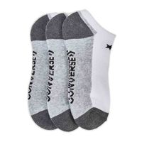 Womens Half Cushion No Show Sock 3 Pack - White/Grey