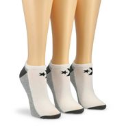 Womens Half Cushion No Show Sock 3 Pack - White/Grey