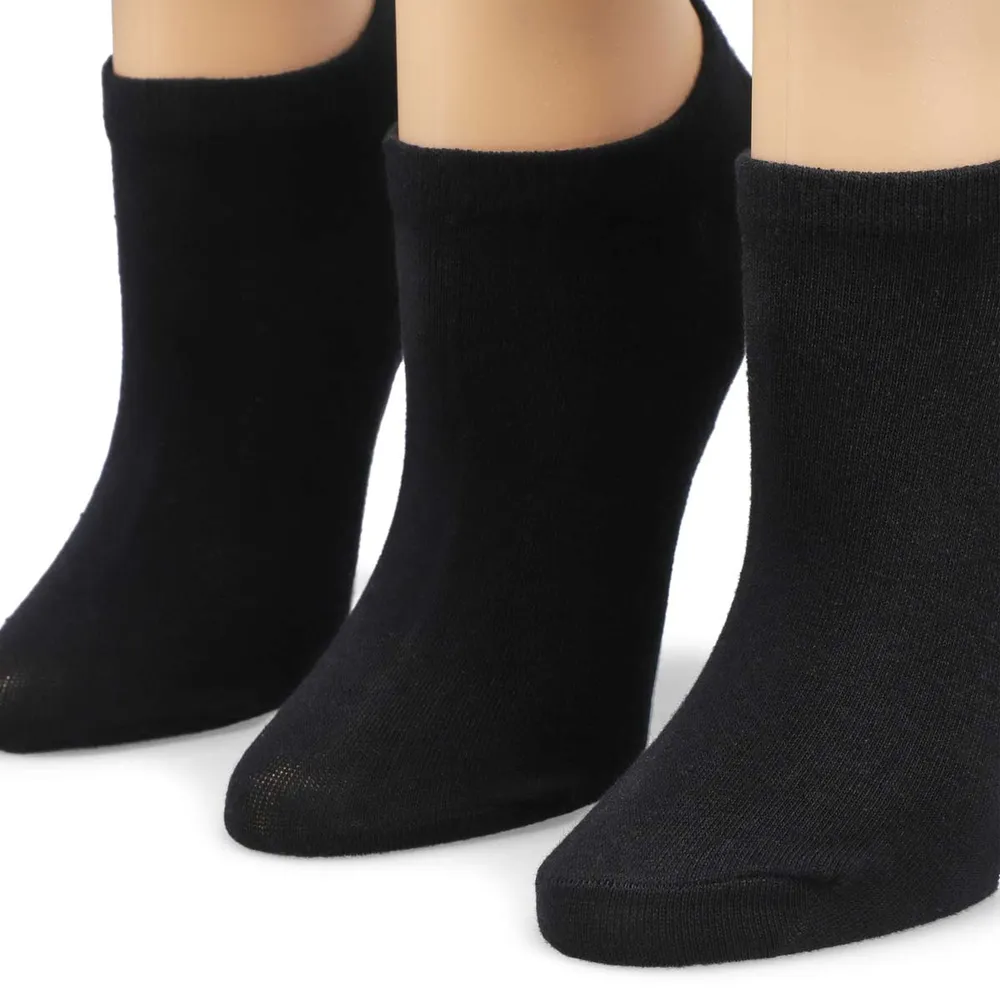 Womens Basics No Show Sock 3 Pack - Black/White