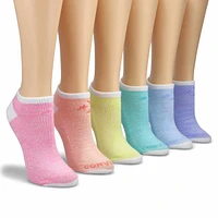 Womens Half Cushion No Show Sock 6 Pack - Multi