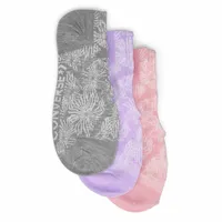 Womens Ultra Low Hidden Liner 3 Pack - Pink/White