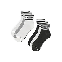 Womens Sport Inspired 6 Pack Quarter Sock - White/Black