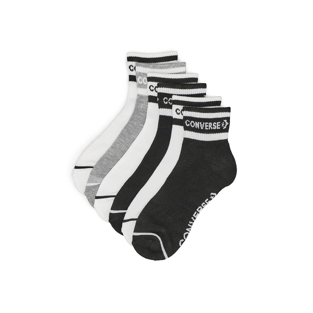 Womens Sport Inspired 6 Pack Quarter Sock - White/Black