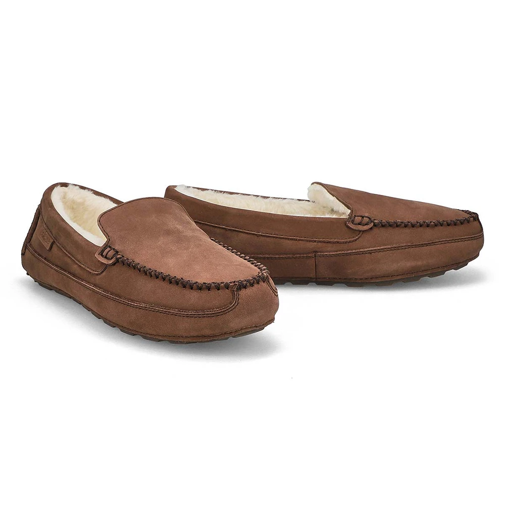 Mens Rollo Leather Plush Lined SoftMocs - Dark Brown