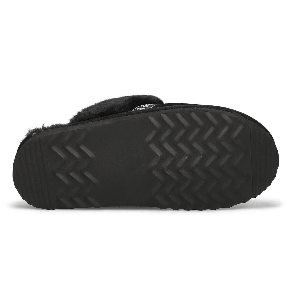 Womens  Runabout Open Back Suede Slipper - Black