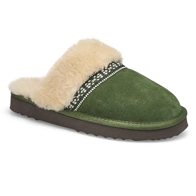 Womens Runabout Open Back Suede Slipper - Green