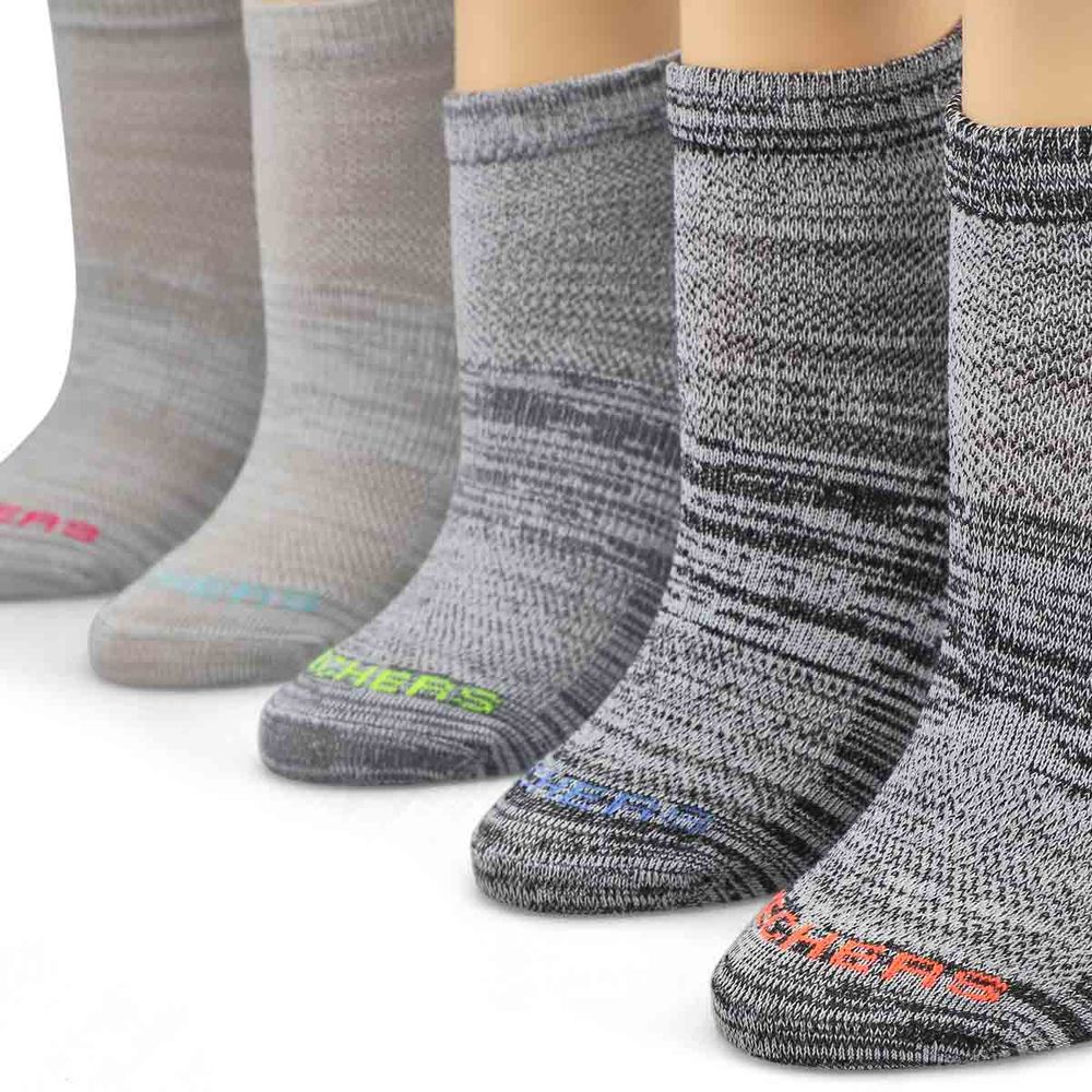 Womens Low Cut Non Terry Sock 5 Pack - Grey/Multi