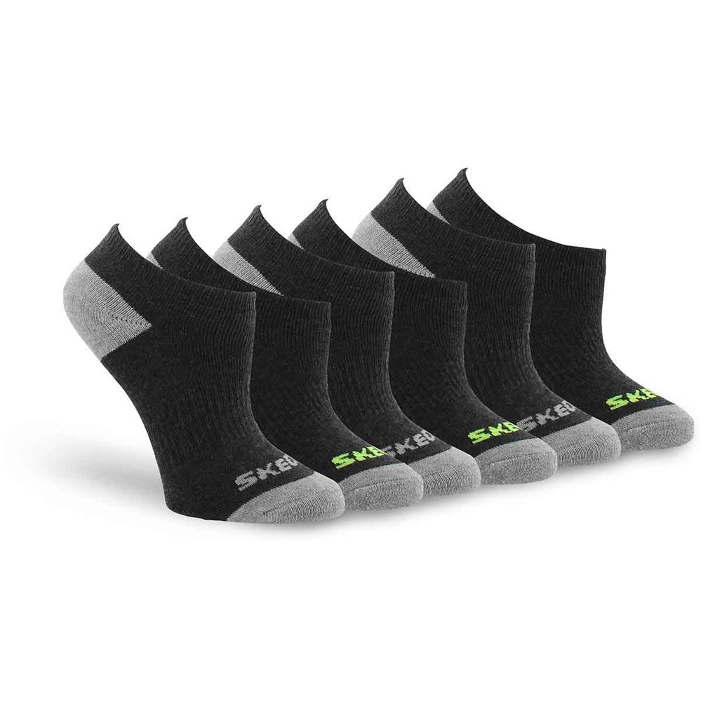 Boys No Show FullTerry Sock 6 Pack - Black/Multi