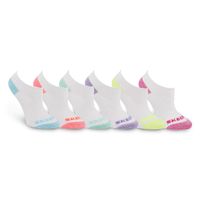 Girls No Show Full Terry Sock 6 Pack - White Multi