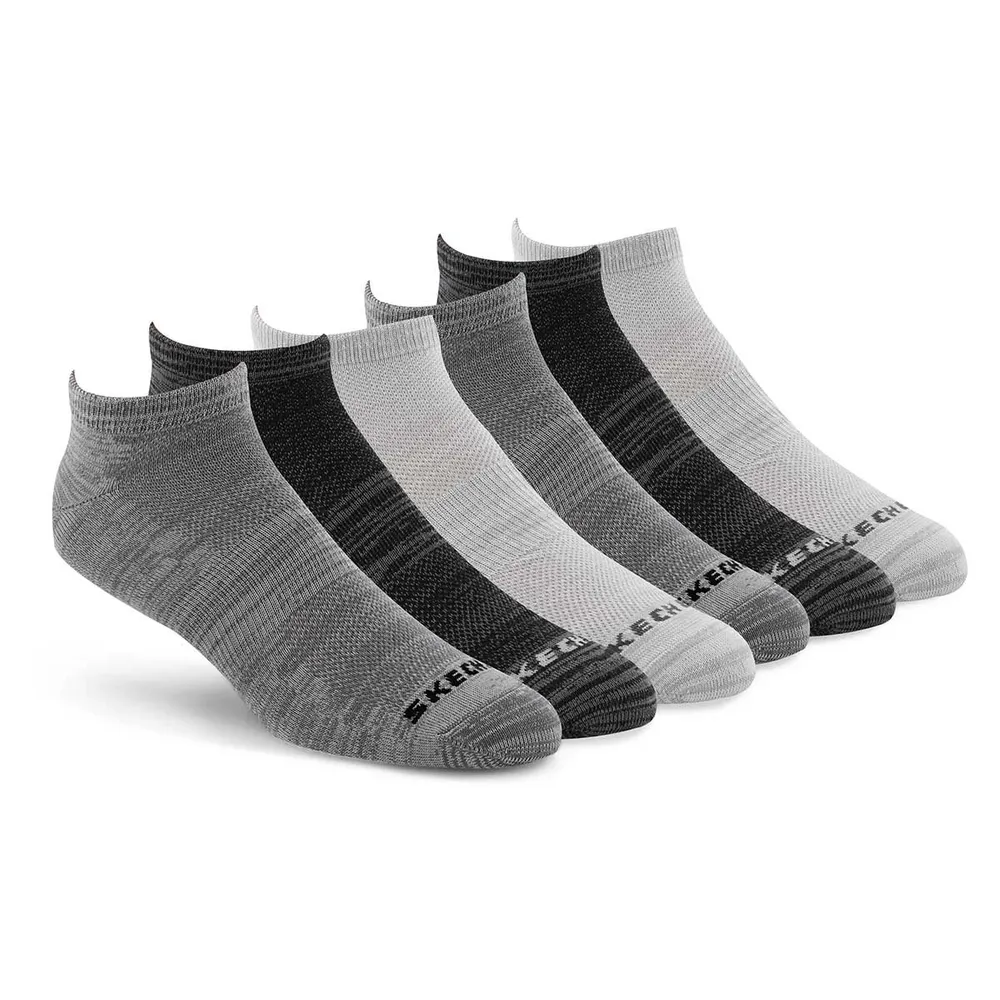 Mens Low Cut Non Terry Sock 6 Pack - Grey Multi