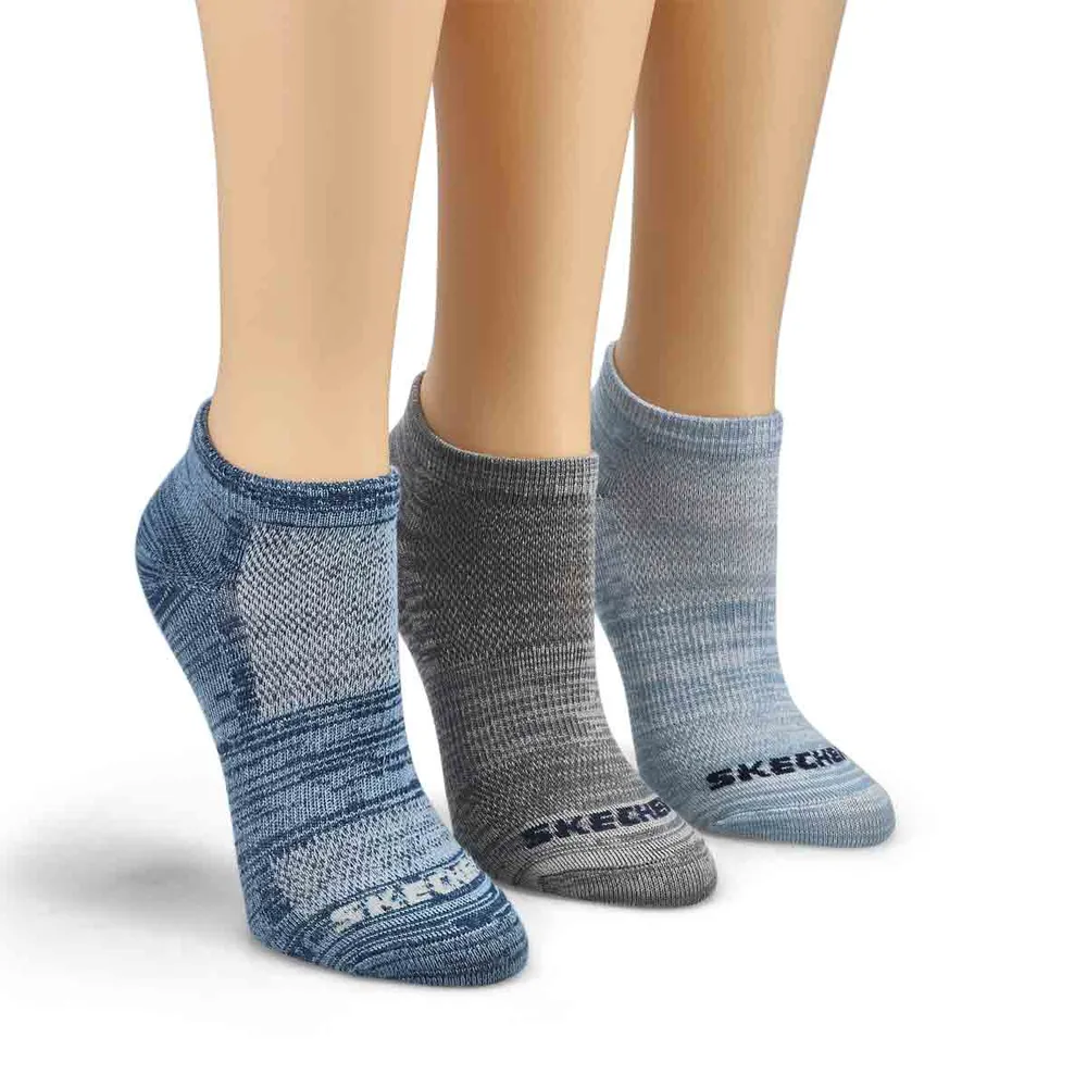 Boys Low Cut Non Terry Sock 6 Pack - Blue/Grey