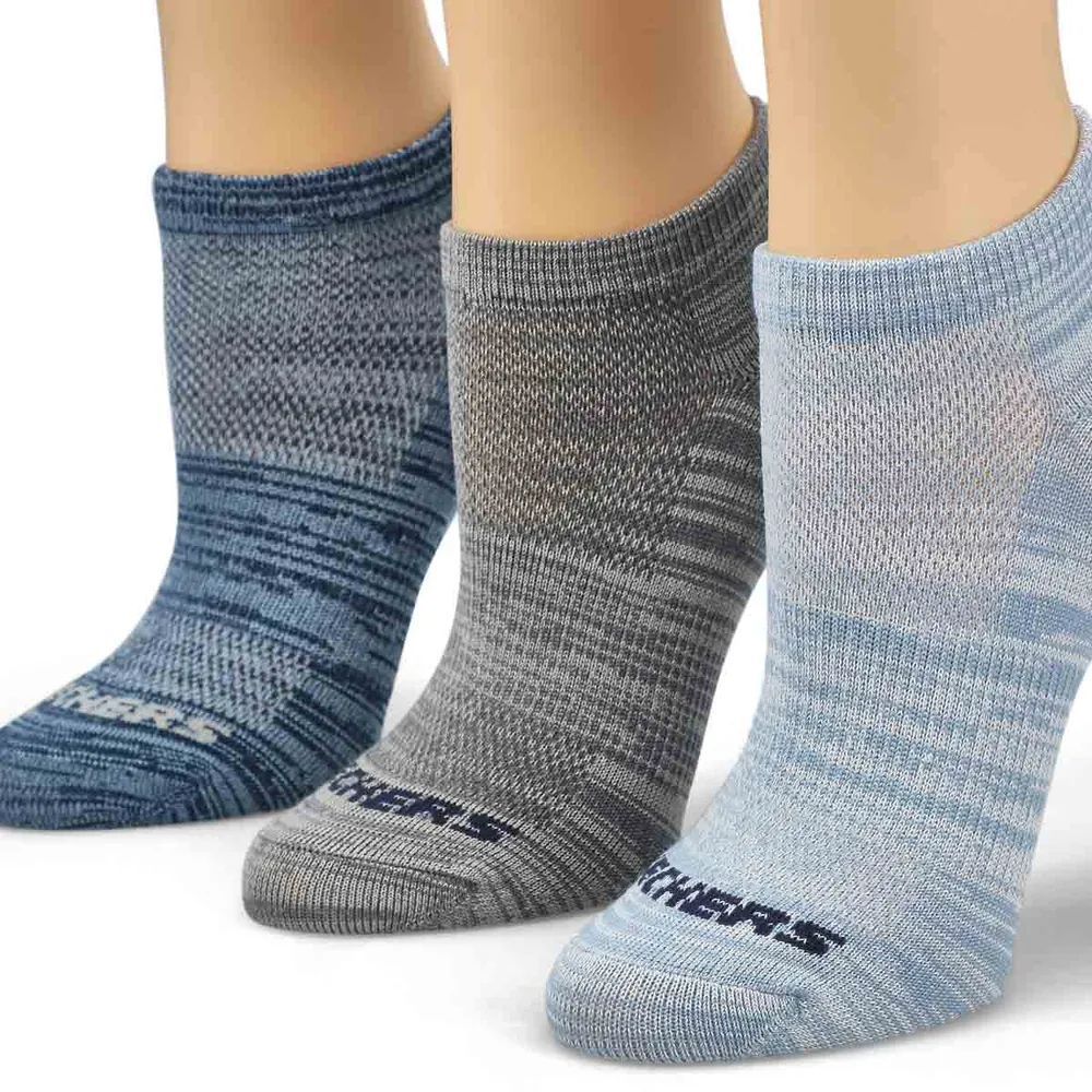 Boys Low Cut Non Terry Sock 6 Pack - Blue/Grey