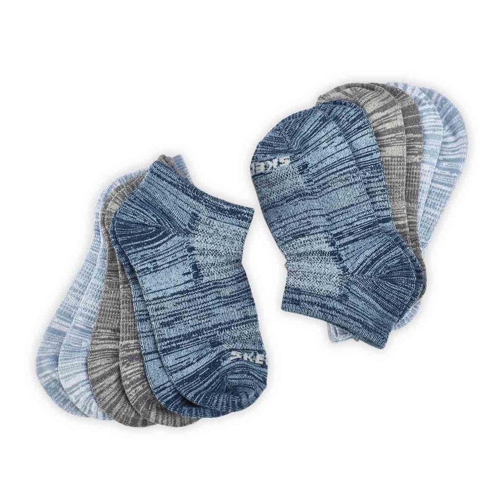 Boys Low Cut Non Terry Sock 6 Pack - Blue/Grey