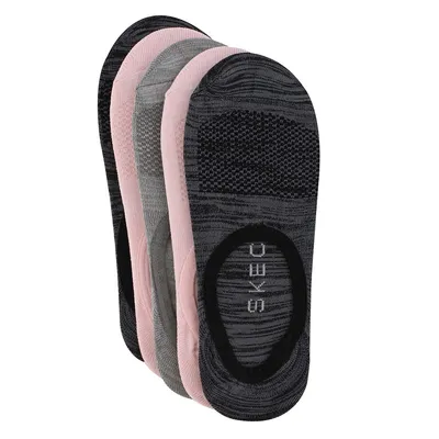 Womens No Show Non Terry Sock 5 Pack - Pink/Grey