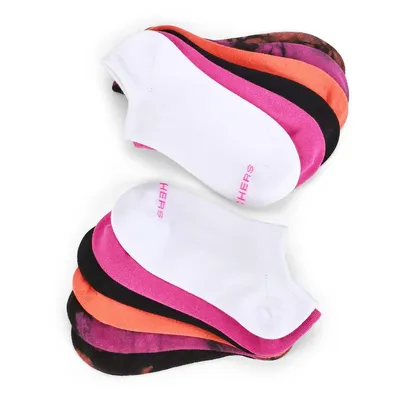 Womens No Show Sock 6 Pack - Pink/Black/White
