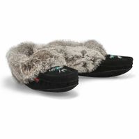 Womens SF600-BL Rabbit Fur SoftMocs - Black/Grey